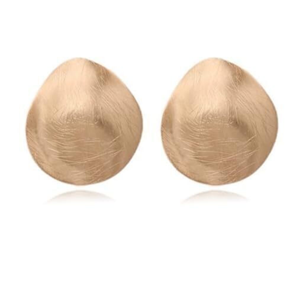 7662 Matte Gold Disc Earrings Minimalist Vintage Hammered Round Circle Boho